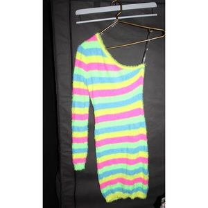 Cozy Striped 1 Sleeve Dress